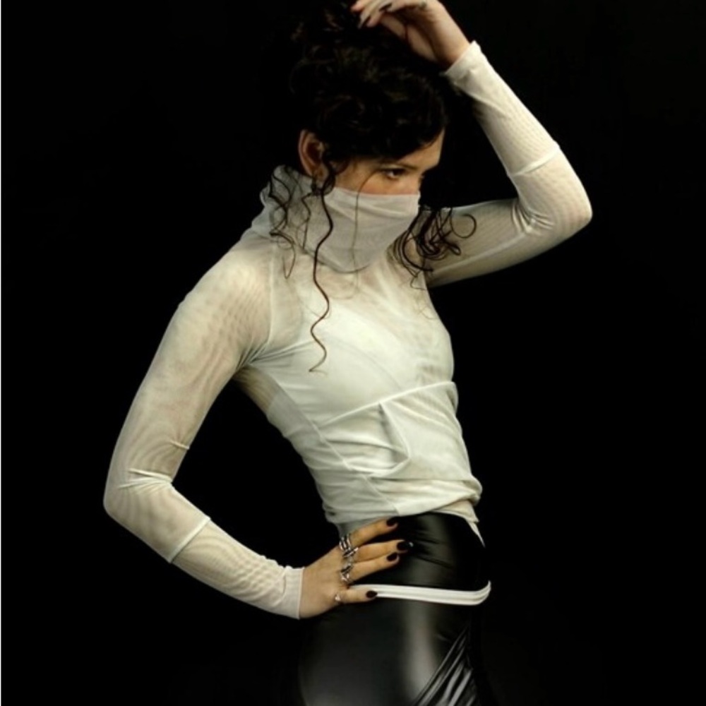 NEW Mesh Cowl Sheer Futuristic Cyberpunk Cosplay Rave Top